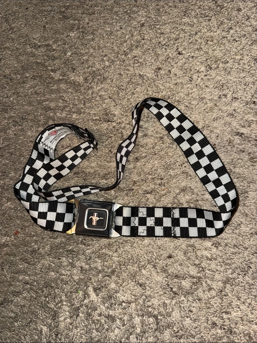 🖤FORD CHECKERED SEATBELT BELT SIZE ONE SIZE FITS ALL🖤